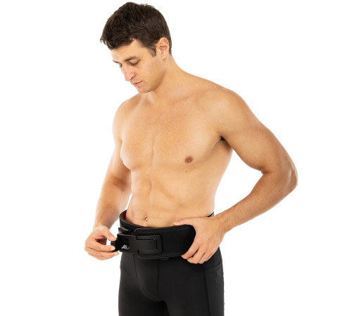 Пояс для пауерліфтингу з карабіном шкіряний Mdbuddy Weightlifting Belt ширина 10см розмір-S-XL чорний-червоний