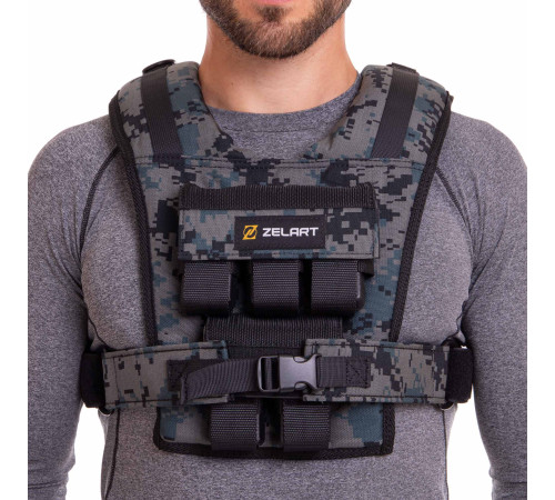 Жилет обважнювач з регульованою вагою Zelart WEIGTH VEST вага-1-10кг камуфляж