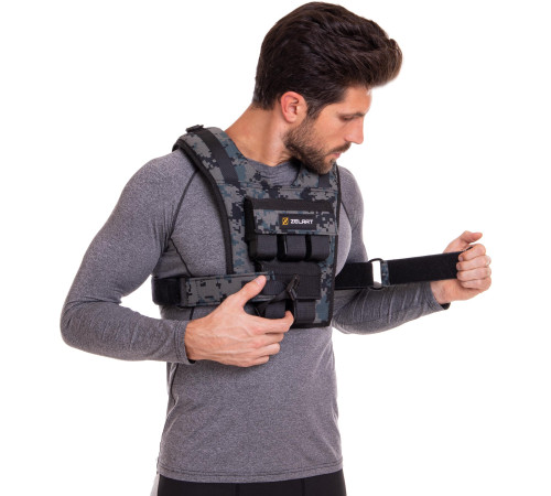 Жилет обважнювач з регульованою вагою Zelart WEIGTH VEST вага-1-10кг камуфляж