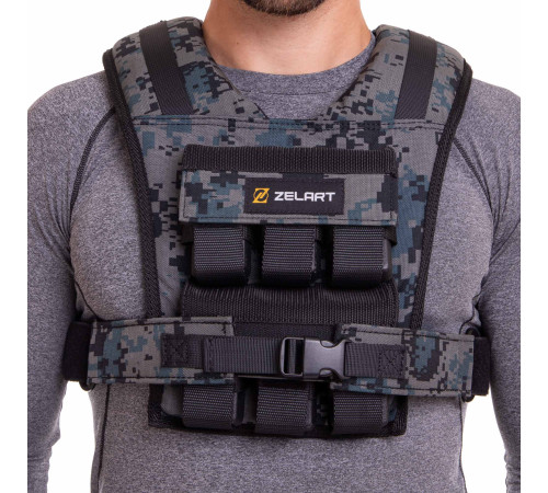 Жилет обважнювач з регульованою вагою Zelart WEIGTH VEST вага-1-12кг камуфляж