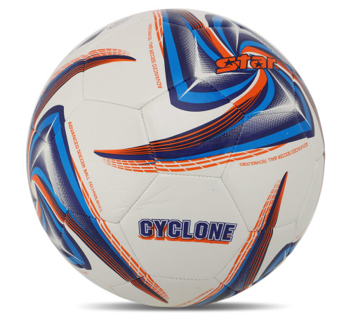 М'яч футбольний STAR CYCLONE №4 PU білий-синій-помаранчевий