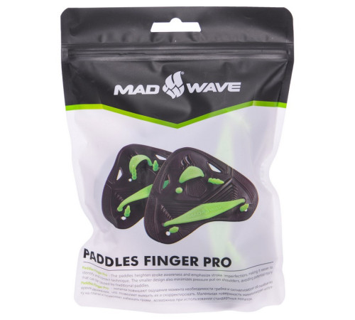Лопатки на пальцы для плавания MadWave FINGER PADDLES черный