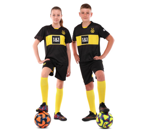 Форма футбольна дитяча із символікою футбольного клубу BORUSSIA DORTMUND гостьова 2025 SP-Sport 20-28 чорний-жовтий