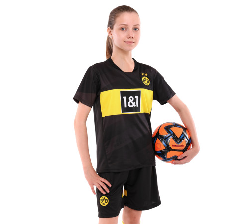 Форма футбольна дитяча із символікою футбольного клубу BORUSSIA DORTMUND гостьова 2025 SP-Sport 20-28 чорний-жовтий