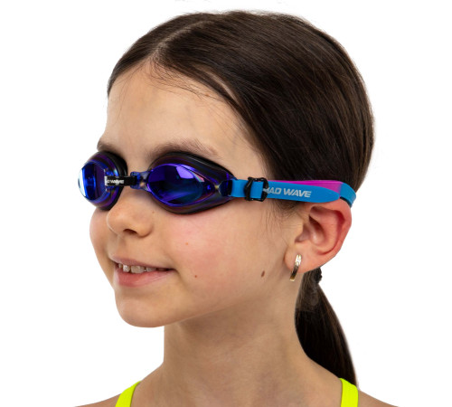 Окуляри для плавання юніорські райдужні лінзи MadWave AQUA RAINBOW JUNIOR синій