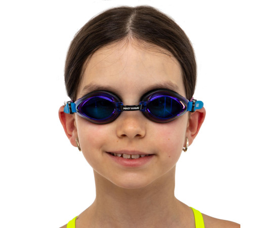 Окуляри для плавання юніорські райдужні лінзи MadWave AQUA RAINBOW JUNIOR синій