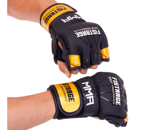 Рукавиці для змішаних єдиноборств MMA FISTRAGE S-XL чорний-золотий