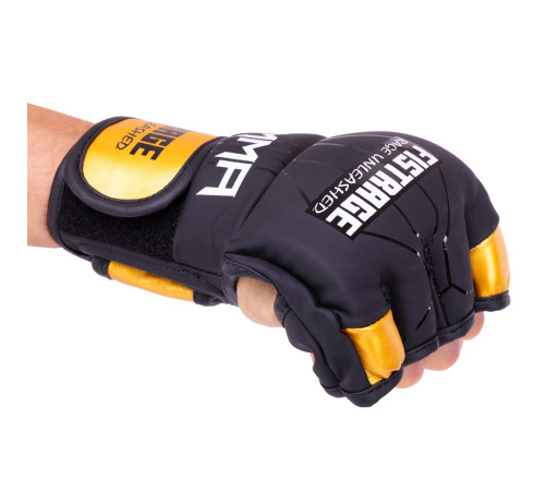 Рукавиці для змішаних єдиноборств MMA FISTRAGE S-XL чорний-золотий