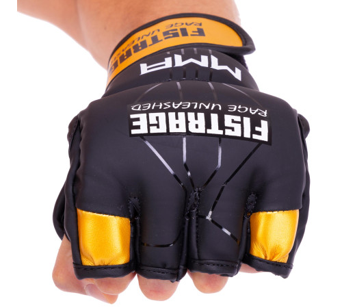 Рукавиці для змішаних єдиноборств MMA FISTRAGE S-XL чорний-золотий