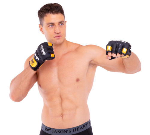 Рукавиці для змішаних єдиноборств MMA FISTRAGE S-XL чорний-золотий