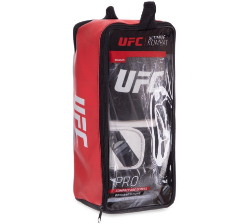 Рукавиці боксерські на липучці PU UFC PRO Compact S-M білий-чорний