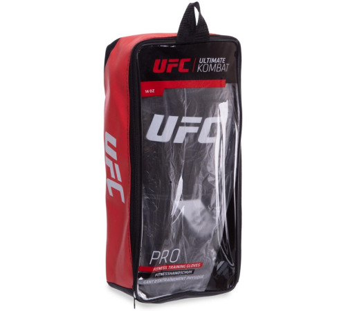 Рукавиці боксерські на липучці PU UFC PRO Fitness 12 унцій чорний