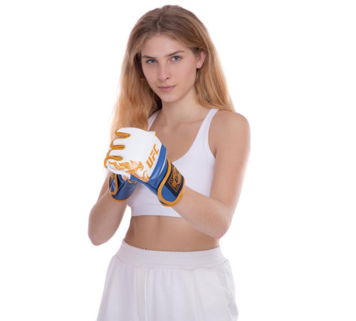 Рукавиці для змішаних єдиноборств MMA UFC TrueThai S-M синій-білий