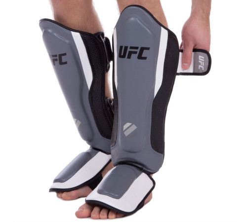 Захист гомілки та стопи Муай Тай, ММА, Кікбоксинг шкіряний UFC PRO Training L-XL срібний-чорний
