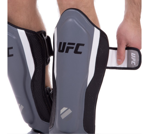 Захист гомілки та стопи Муай Тай, ММА, Кікбоксинг шкіряний UFC PRO Training L-XL срібний-чорний