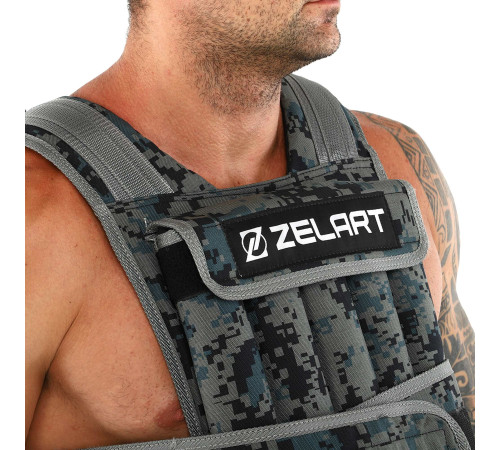 Жилет обважнювач з регульованою вагою Zelart WEIGTH VEST вага-2-20кг камуфляж