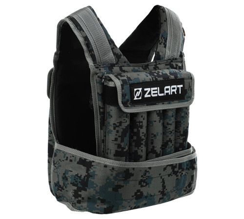 Жилет обважнювач з регульованою вагою Zelart WEIGTH VEST вага-2-20кг камуфляж