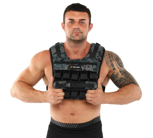 Жилет обважнювач з регульованою вагою Zelart WEIGTH VEST вага-1-20кг камуфляж