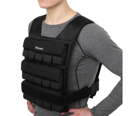 Жилет обважнювач з регульованою вагою Zelart WEIGTH VEST вага-1-30кг чорний
