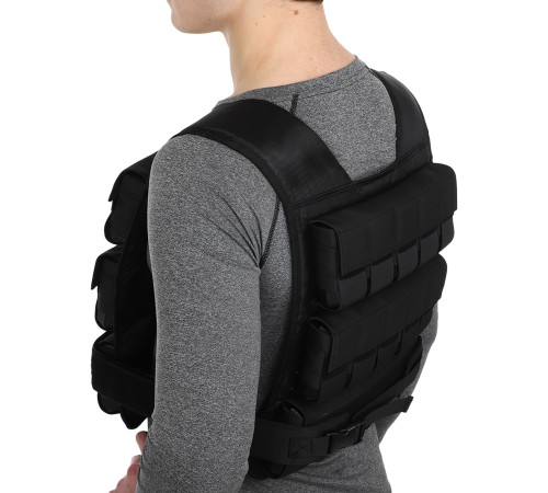 Жилет обважнювач з регульованою вагою Zelart WEIGTH VEST вага-1-30кг чорний