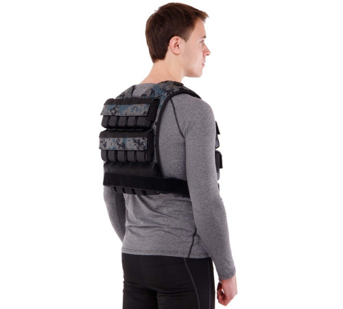 Жилет обважнювач з регульованою вагою Zelart WEIGTH VEST вага-1-30кг камуфляж
