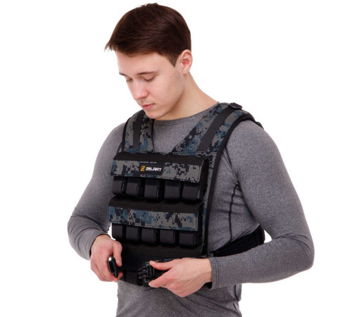 Жилет обважнювач з регульованою вагою Zelart WEIGTH VEST вага-1-30кг камуфляж