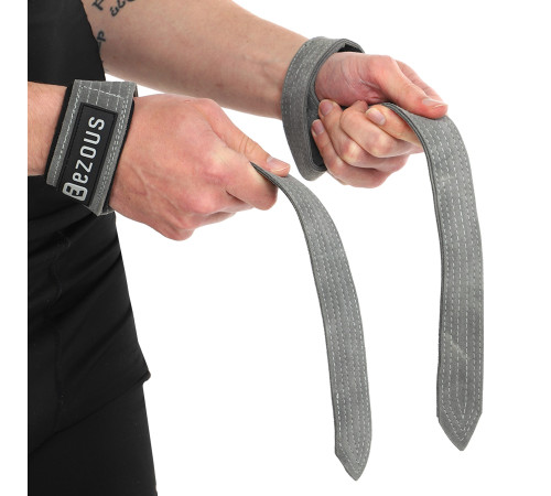 Лямки для тяги LEATHER LIFTING STRAP EZOUS 2шт сірий
