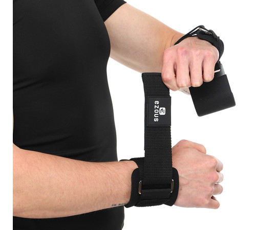 Крюки для подтягивания и тяги на запястья WEIGHTLIFTING HOOK EZOUS 2шт черный