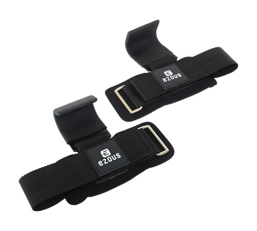 Крюки для подтягивания и тяги на запястья WEIGHTLIFTING HOOK EZOUS 2шт черный