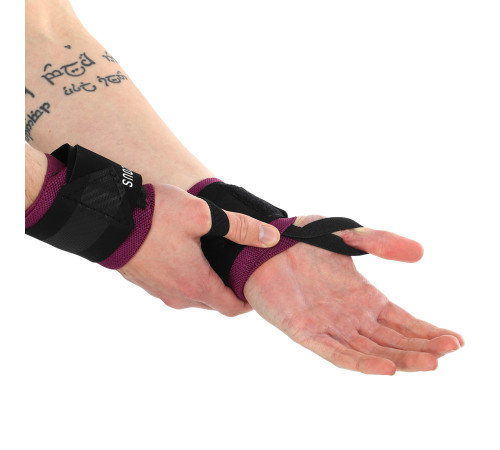 Бинти кистьові для жиму STRENGTH WRIST WRAPS EZOUS 2штуки чорний-фіолетовий