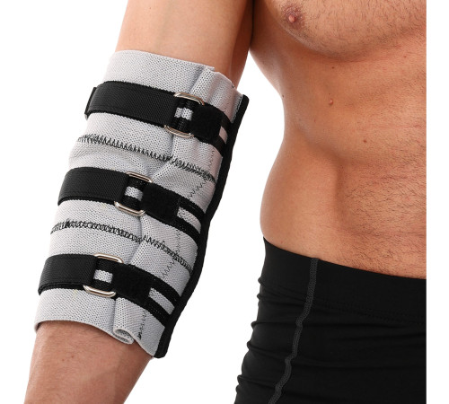 Налокотники для жиму компресійний бинтовий регульований ADJUSTABLE ELBOW SLEEVE EZOUS 2шт сірий-чорний