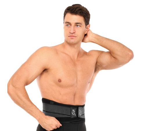 Пояс корсетний для спорту MUTE WAIST SUPPORT one size чорний-білий