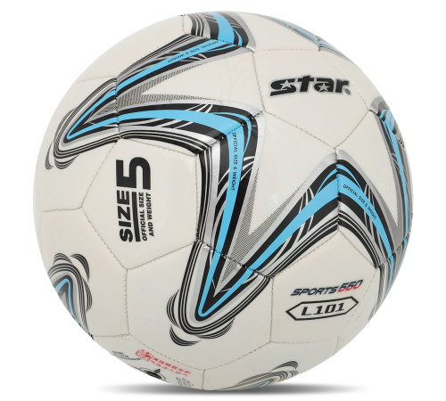 Мяч футбольный STAR SPORTS 550 L101 №5 PU белый-голубой