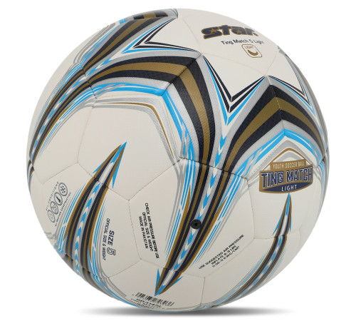Мяч футбольный STAR TING MATCH 5 LIGHT HYBRID №5 PU белый-золотой
