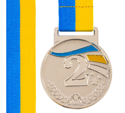 Медаль спортивная с лентой SP-Sport UKRAINE с украинской символикой ø5см золото, серебро, бронза