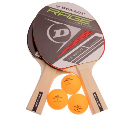 Набір для настільного тенісу DUNLOP D TT AC RAGE MATCH 2 ракетки 3 м'яча