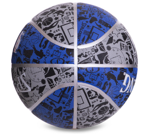 М'яч баскетбольний гумовий SPALDING NBA GRAFFITI Outdoor розмір 7 синій-сірий