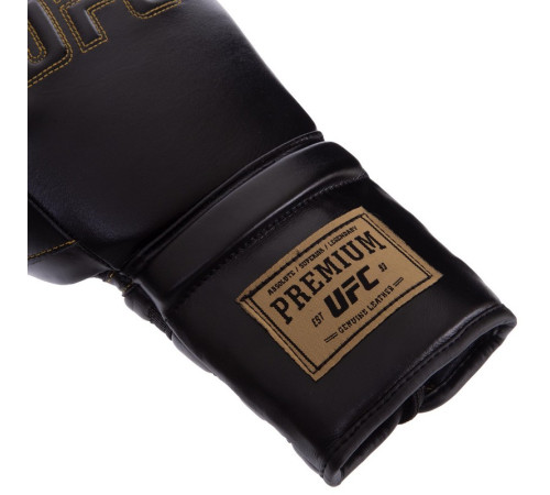 Рукавиці боксерські на шнурівці шкіряні UFC PRO Prem Lace Up 16унцій чорний