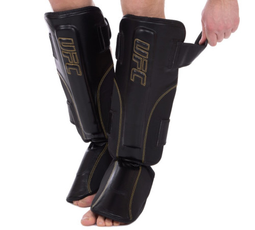 Захист гомілки та стопи Муай Тай, ММА, Кікбоксинг шкіряний UFC PRO Prem Stand Up L-XL чорний