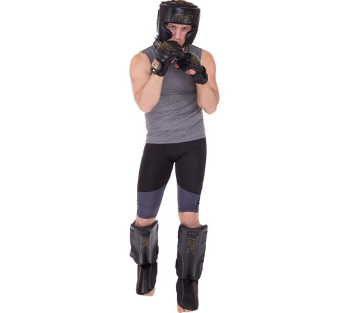 Захист гомілки та стопи Муай Тай, ММА, Кікбоксинг шкіряний UFC PRO Prem Stand Up L-XL чорний