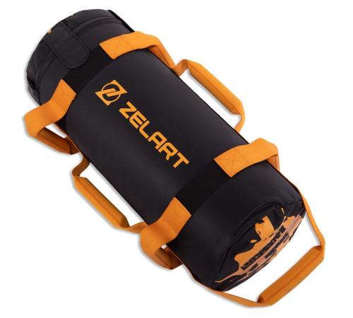 Мешок утяжелитель для функционального тренинга Power Bag Zelart 15кг черный-оранжевый