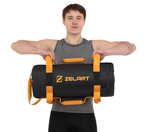 Мешок утяжелитель для функционального тренинга Power Bag Zelart 15кг черный-оранжевый