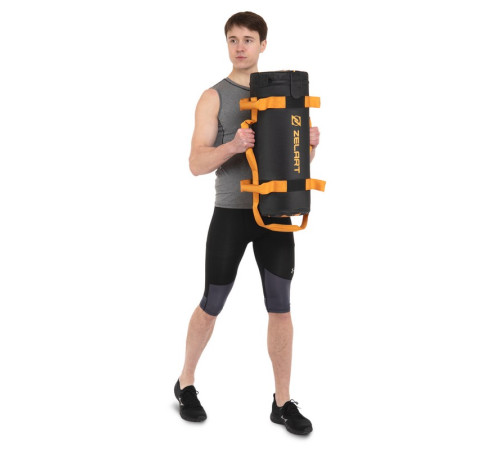 Мешок утяжелитель для функционального тренинга Power Bag Zelart 15кг черный-оранжевый