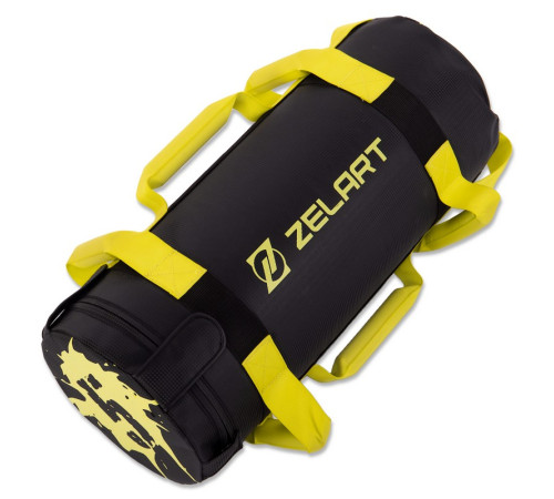 Мешок утяжелитель для функционального тренинга Power Bag Zelart 5кг черный-желтый