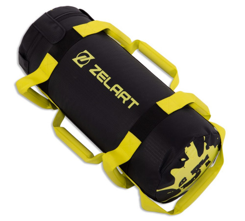 Мешок утяжелитель для функционального тренинга Power Bag Zelart 5кг черный-желтый