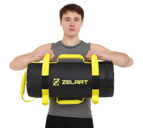 Мешок утяжелитель для функционального тренинга Power Bag Zelart 5кг черный-желтый