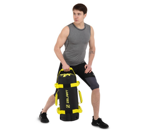Мешок утяжелитель для функционального тренинга Power Bag Zelart 5кг черный-желтый