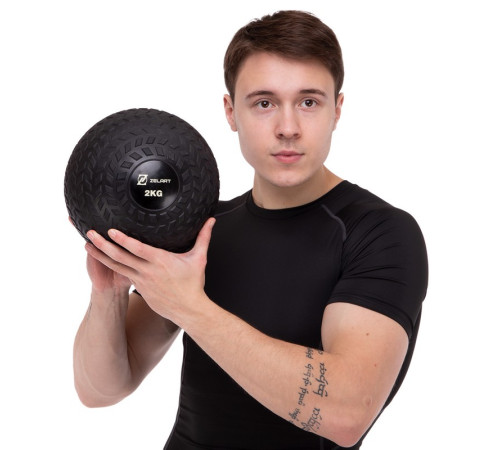 Слэмбол мяч набивной для кроссфита и фитнеса Slam Ball Zelart 2кг чорний