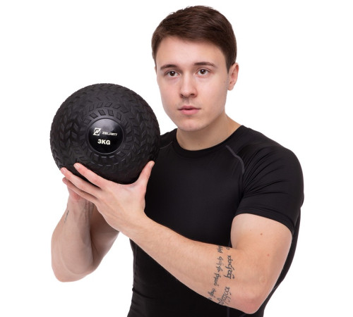 Слэмбол мяч набивной для кроссфита и фитнеса Slam Ball Zelart 3кг чорний