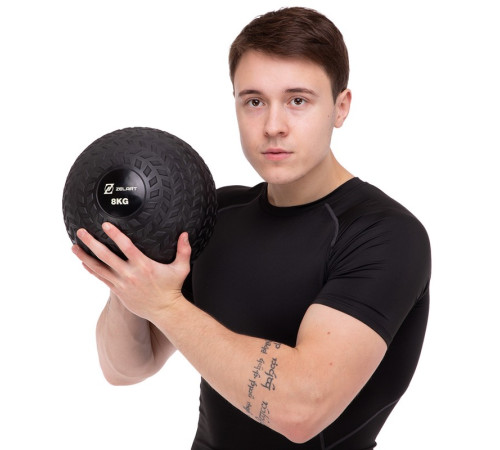 Слэмбол мяч набивной для кроссфита и фитнеса Slam Ball Zelart 8кг чорний